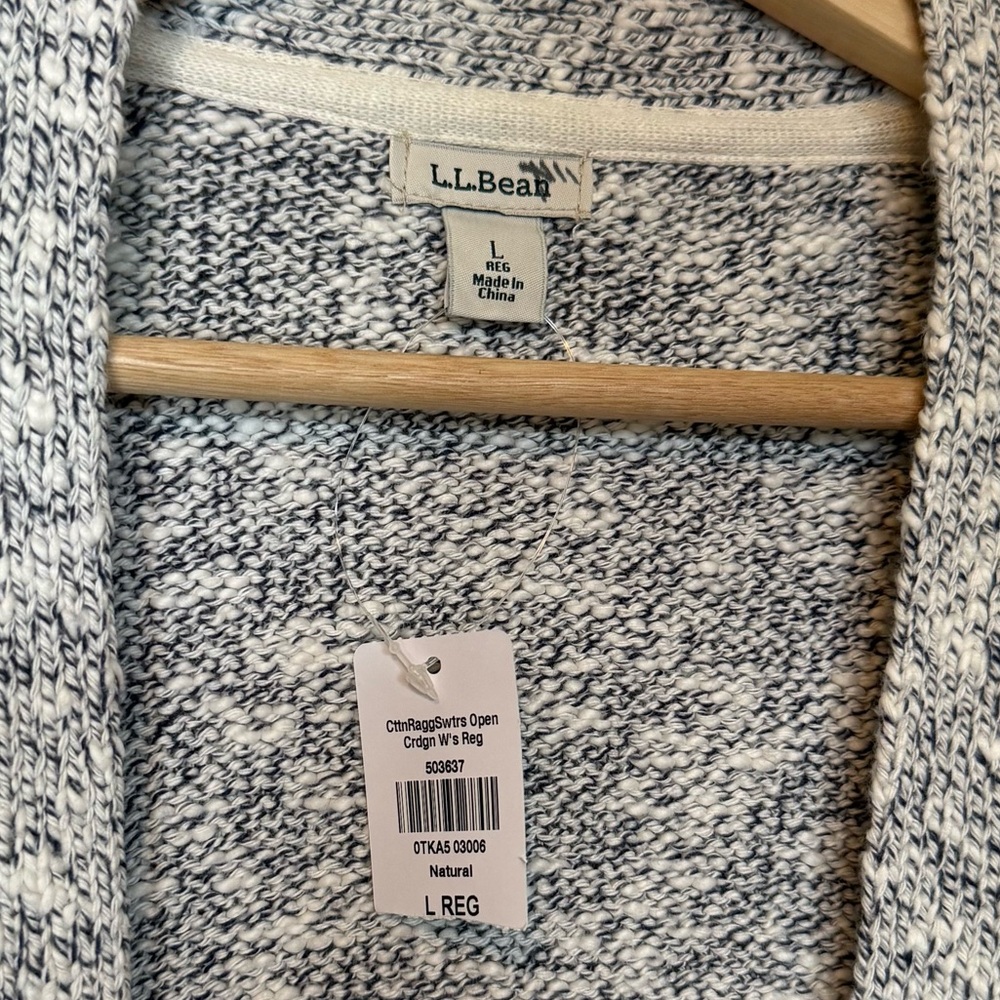 L.L. Bean Women's Marled Gray Open Front Cardigan Sweater NWT Large - Picture 5 of 7